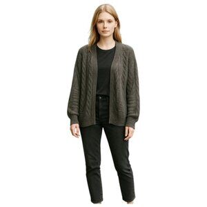 Lucky Brand Small Grey Textured Bubble Sleeve Open Front Cardigan NWT